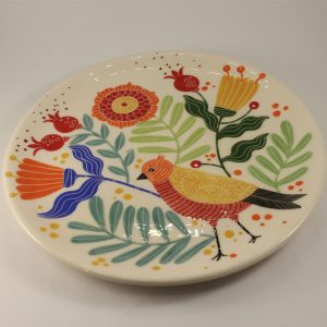 Handmade colorful birdy plate